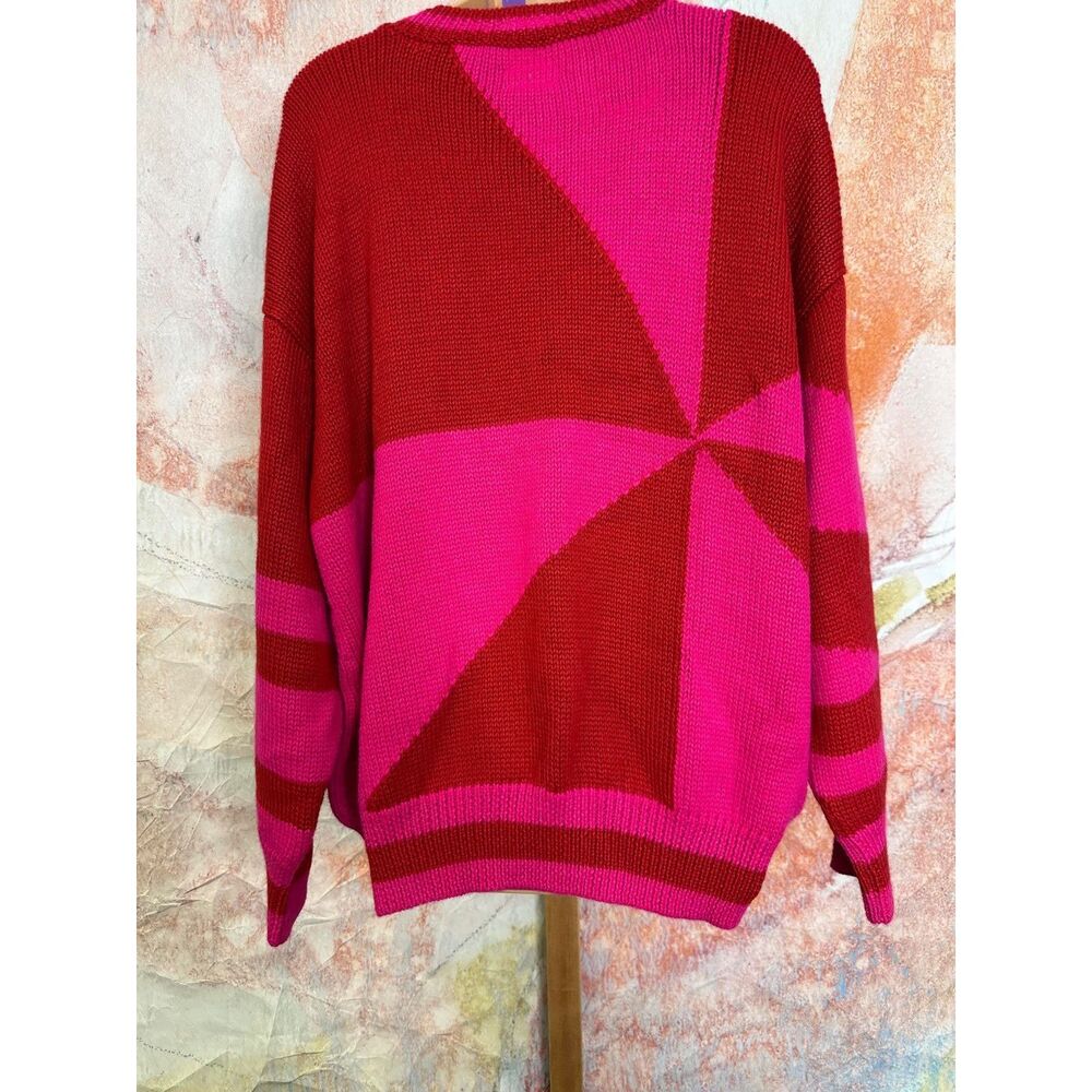 MOTHER Vibrant Red and Pink Crew Neck Sweater - Picture 11 of 13